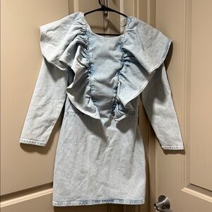 Zara Light Blue Ruffled Mini Dress
